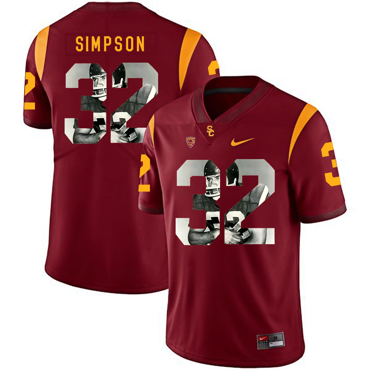 Men USC Trojans 32 Simpson Red Fashion Edition Customized NCAA Jerseys